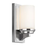 LED Badezimmerleuchte IP44 Glas Schirm Wei&szlig; Chrom