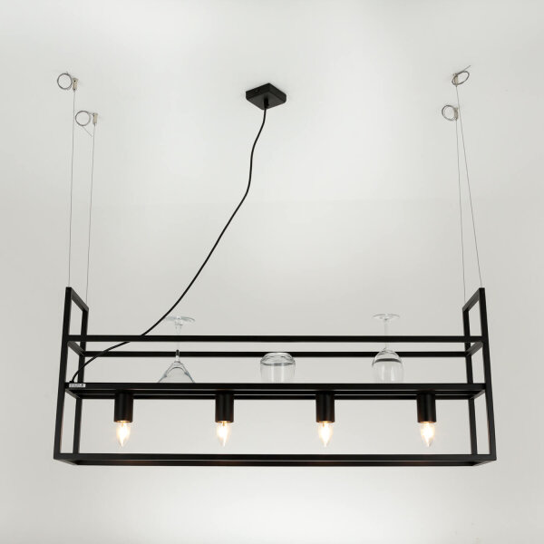 Hängelampe Schweberegal B: 102 cm 4x E27 Metall