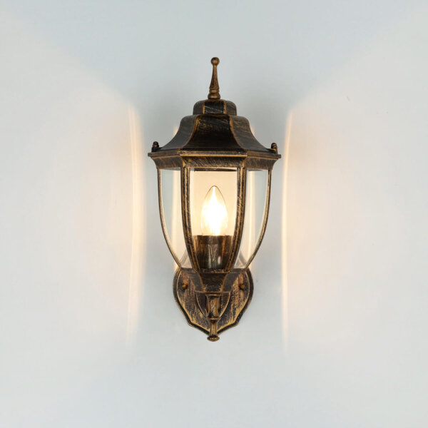 Außenwandlampe LYON Schwarz Kupfer E27 Rustikal