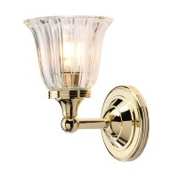 Messinglampe Bad IP44 mit LED Glas Schirm Jugendstil