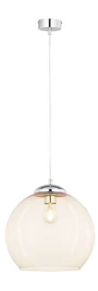 Retro Hängelampe in Chrom Bernstein Ø29cm rund