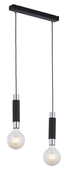 Schwarze Pendelleuchte Metall E27 L:40cm länglich