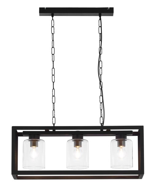Loft Pendelleuchte Metall Glas 3-flammig stilvoll