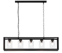 Schwarze Pendelleuchte Metall Glas 5-flammig Loft