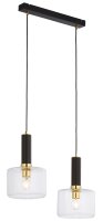 Schwarze H&auml;ngelampe Metall Glas Modern 52cm lang