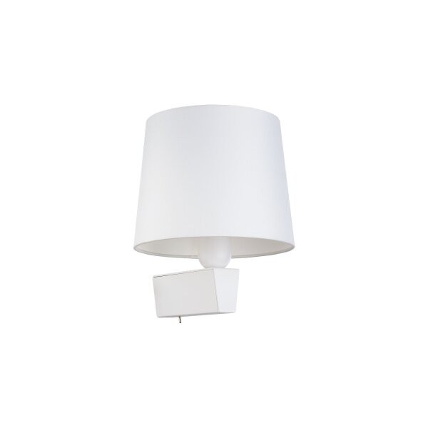 Weiße Wandlampe mit Schalter Stoffschirm E27 Modern