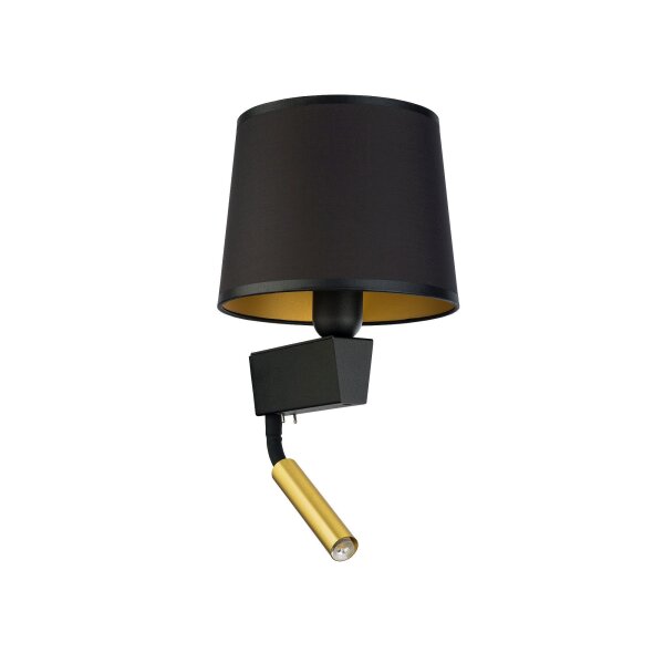Wandleuchte mit Schalter Lesearm Schwarz Gold Modern