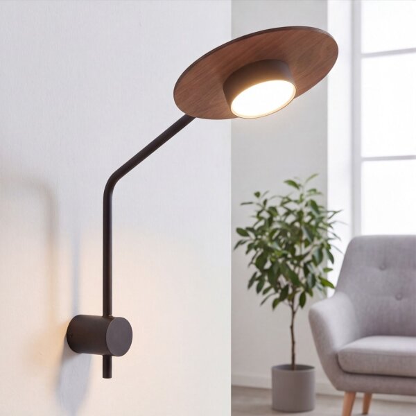Verstellbare Wandlampe Metall Holz H:38cm groß GX53