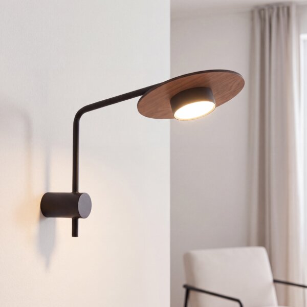 Verstellbare Wandlampe Metall Holz H:38cm groß GX53