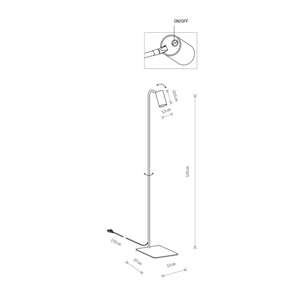 Verstellbare Stehlampe Wohnzimmer Schwarz Metall 124cm