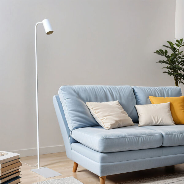 Kleine Stehlampe Weiß 124cm Modern flexibel GU10 Metall