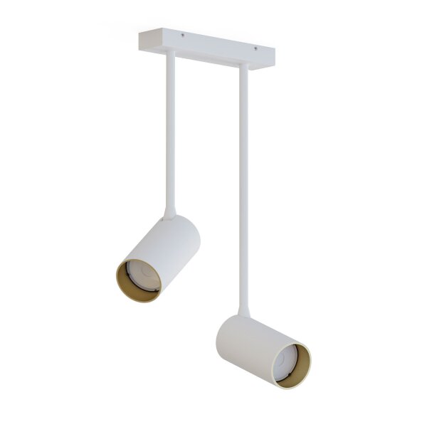 Moderner Deckenspot Weiß Gold H:41cm verstellbar 2x