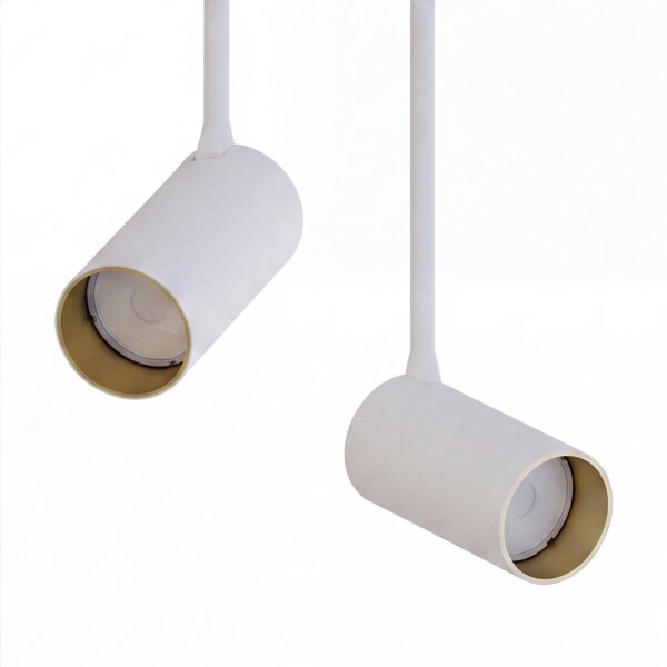 Moderner Deckenspot Weiß Gold H:41cm verstellbar 2x