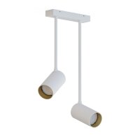 Moderner Deckenspot Weiß Gold H:41cm verstellbar 2x