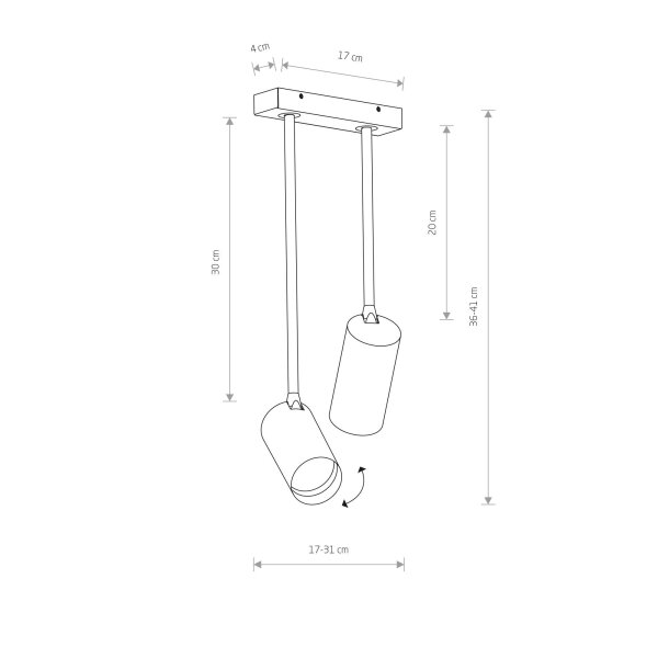 Schwarzer Deckenstrahler Modern H:41cm verstellbar GU10