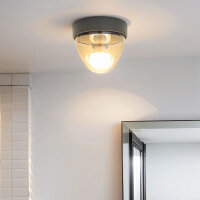 Kleine Deckenlampe Bad Ø18cm rund Grau IP44 E27