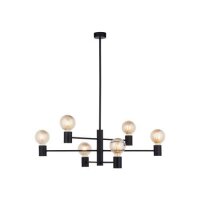 Minimalistischer Kronleuchter Schwarz Metall H:86cm für