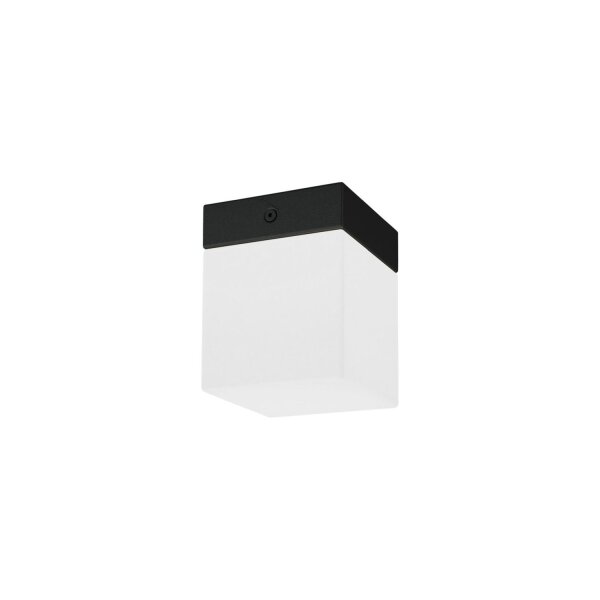 Kleine Deckenleuchte Glas Metall Weiß Schwarz eckig