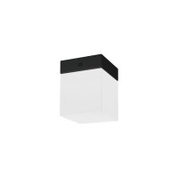 Kleine Deckenleuchte Glas Metall Weiß Schwarz eckig