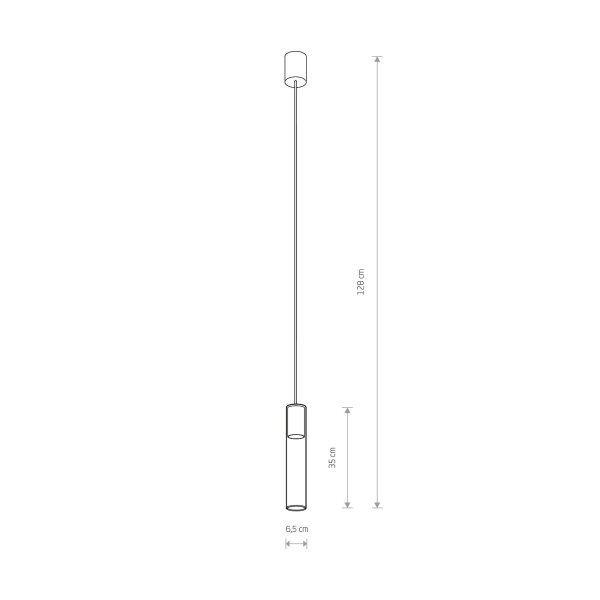 Schmale Hängelampe Glas Schirm Ø6,5cm Zylinder Modern