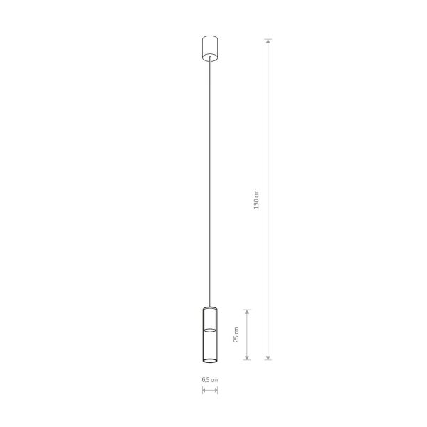 Schmale Pendelleuchte Glas Schirm Ø6,5cm Zylinder