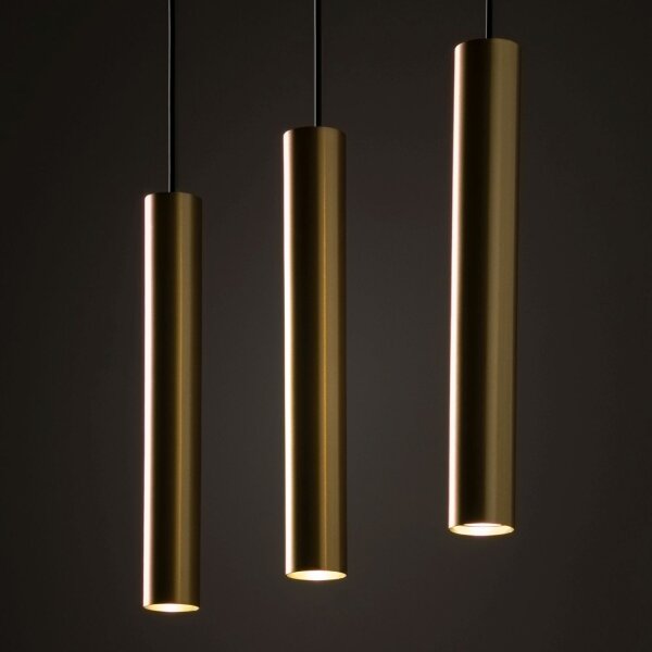 Elegante Pendelleuchte Messing Schirme Zylinder Modern