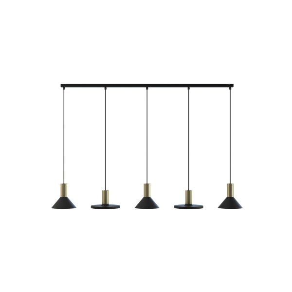 Schwarze Pendelleuchte lang 132cm Metall groß 5-flammig