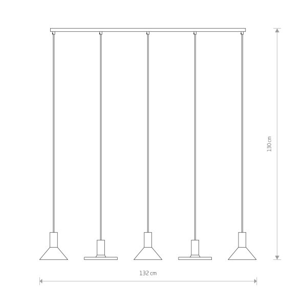 Schwarze Pendelleuchte lang 132cm Metall groß 5-flammig