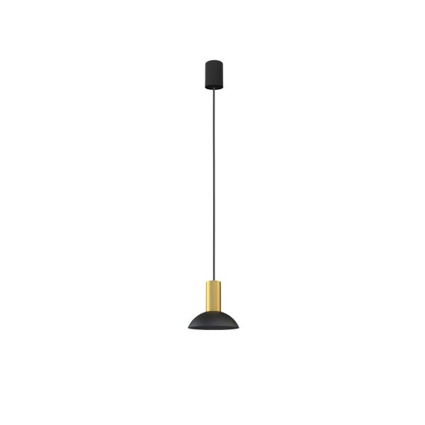 Schwarze Hängelampe rund Ø15,5cm Metall Messing Loft