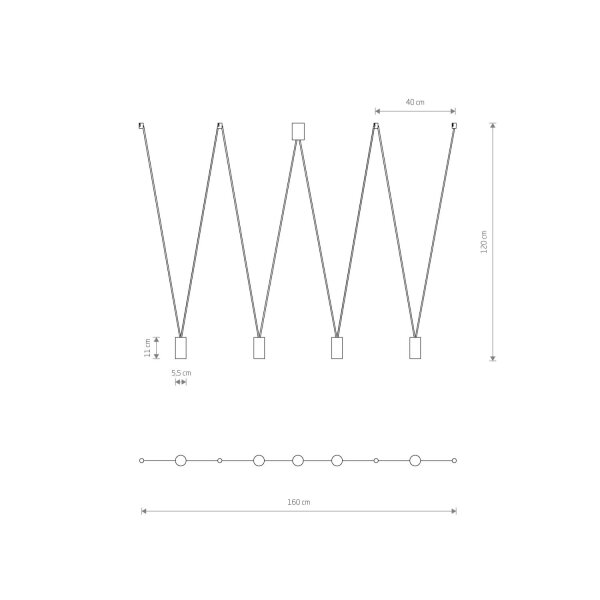 Flexible Hängeleuchte Schwarz L: max. 160cm 4x GU10
