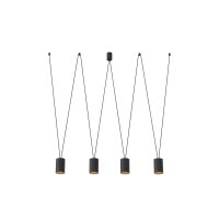 Moderne Hängeleuchte Schwarz Gold L: max. 2 m 4x GU10