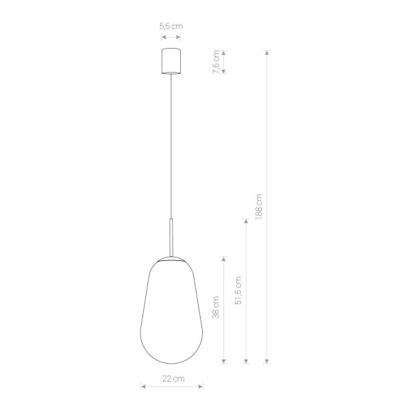 Elegante Hängeleuchte Glas Schirm rund Ø22cm Küche