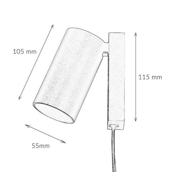 Wandspot mit Schalter Kabel Schwarz Gold GU10