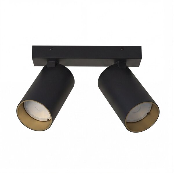 Eleganter Deckenstrahler Schwarz Gold 2x GU10 L:17-31cm