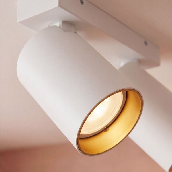 Kleiner Deckenstrahler Weiß Gold L:17-31cm elegant