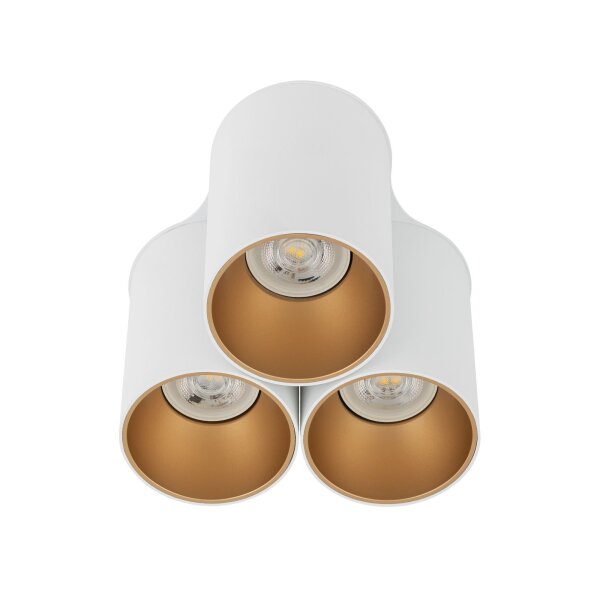 Vielseitiger Deckenspot Weiß Gold 3x GU10 klein
