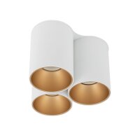 Vielseitiger Deckenspot Wei&szlig; Gold 3x GU10 klein