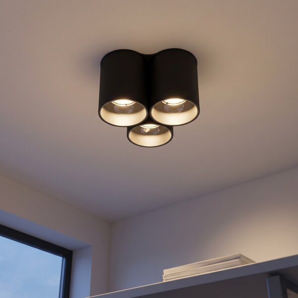 Aufbauspot Lampe Schwarz 3-flammig GU10 Modern