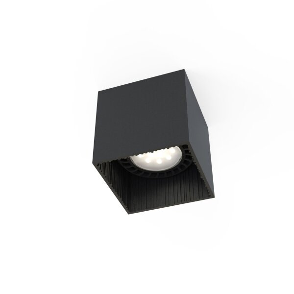 Schwarzer Aufbauspot eckig B:12,5cm GU10 Metall kompakt