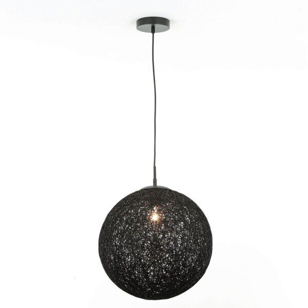 Pendelleuchte Metall Kugel Geflecht Ø 40 cm Schwarz
