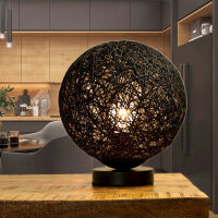 Schwarze Tischleuchte Kugel Schirm rund 25 cm Modern