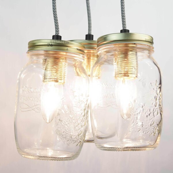 Hängeleuchte JARS in Messing 3-flmg