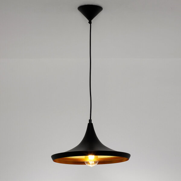 Industrial Hängelampe Metall Schwarz Gold Ø25cm