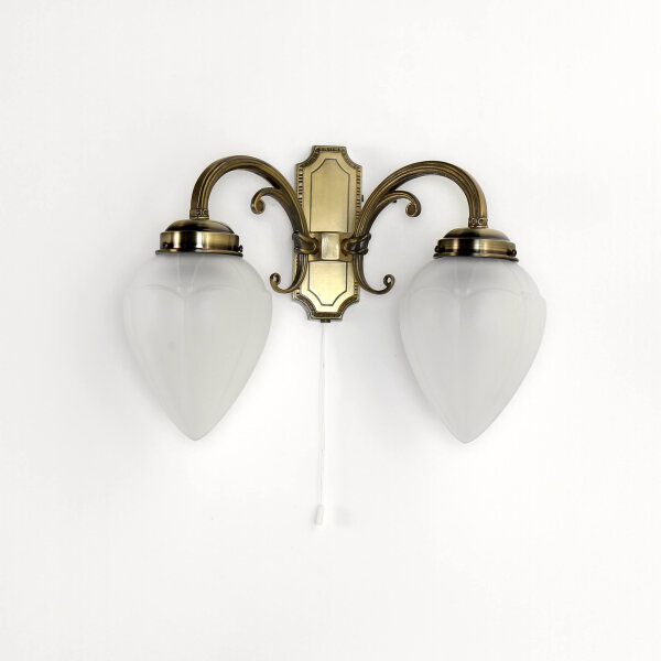 Längliche Wandleuchte mit Glasschirm Bronze farben