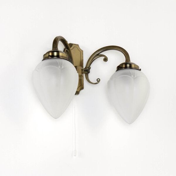 Längliche Wandleuchte mit Glasschirm Bronze farben