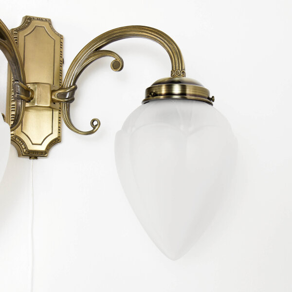 Längliche Wandleuchte mit Glasschirm Bronze farben