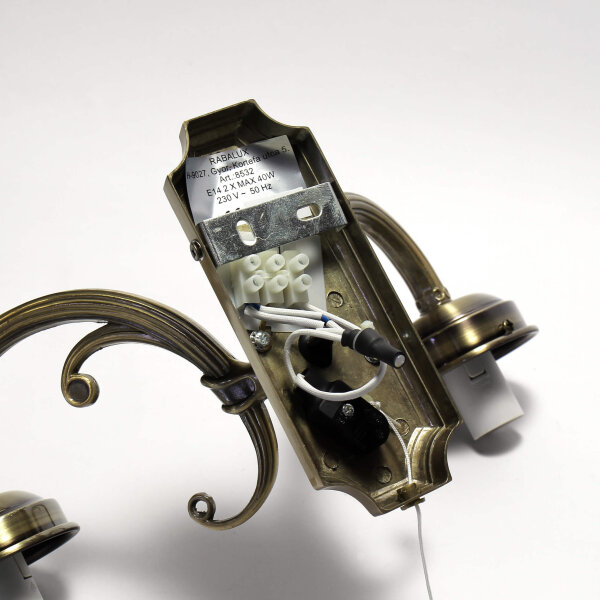 Längliche Wandleuchte mit Glasschirm Bronze farben