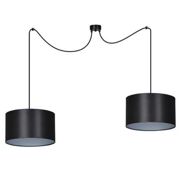 Hängeleuchte verstellbar Schwarz Silber Stoff Modern