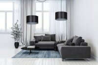 Hängeleuchte verstellbar Schwarz Silber Stoff Modern