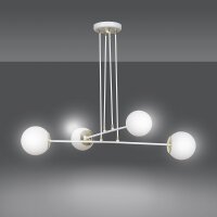 H&auml;ngeleuchte mit Schirm Wei&szlig; verstellbar Glas Metall 4x